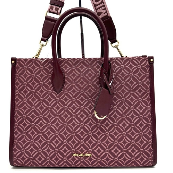 Michael Kors Medium Mirella Tote Bag Ox Blood Multi - Picture 1 of 12